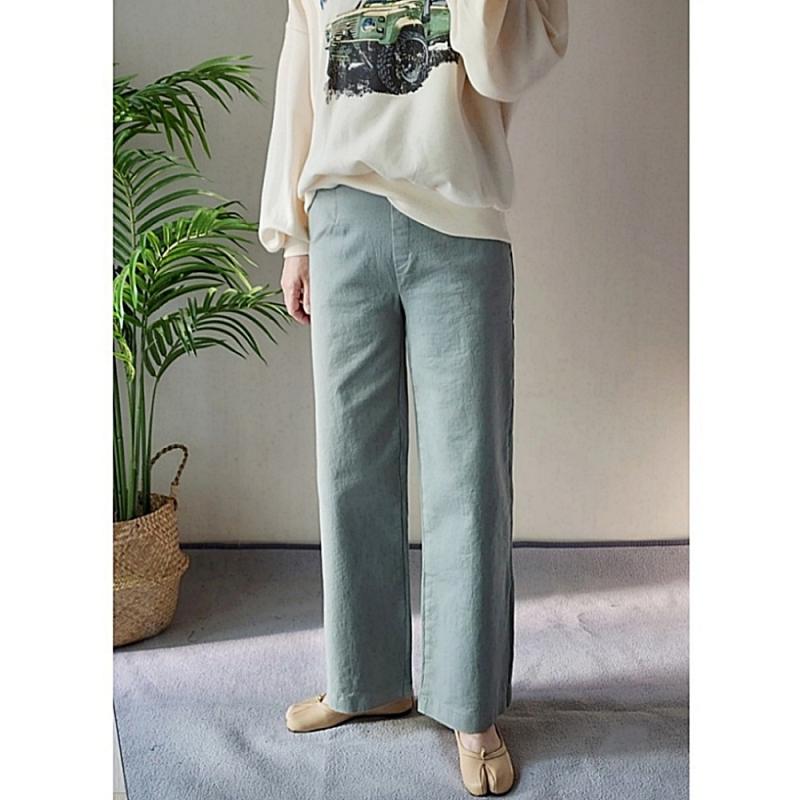 봄 밴딩 와이드팬츠 일자 통바지 빅사이즈 여성 면통바지 베이지 골덴 기모