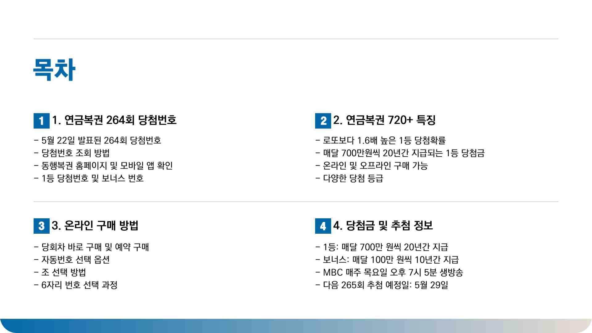 연금복권 당첨번호 264회 당첨결과 조회