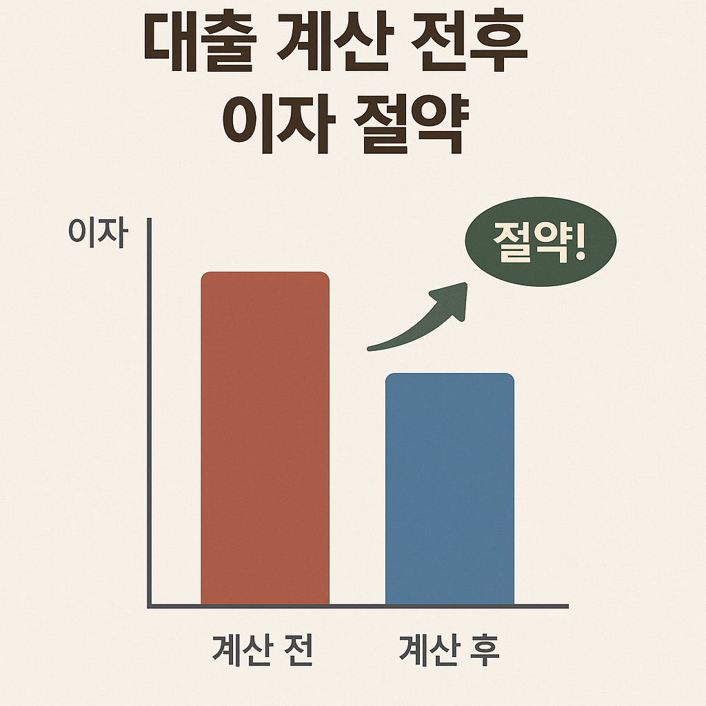 대출 계산 전후 이자 절약 그래프 이미지