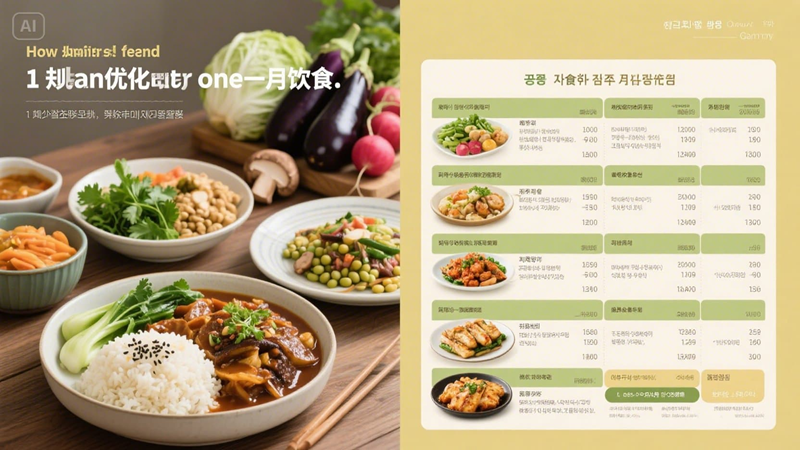 한 달 식단 최적화 방법
1. 계획이 반이다!
식비를 줄이고 식사 스트레스를 줄이기 위해선, 먼저 한 달 단위의 식단표 작성이 중요합니다.
주간 단위로 메뉴를 정하고 필요한 재료를 미리 체크하면 불필요한 소비도 줄이고 더 건강한 식생활을 유지할 수 있어요.

2. 제철 식재료 활용하기
제철 식재료는 가격도 저렴하고, 영양도 풍부하죠.
예를 들어 봄에는 미나리, 여름엔 가지, 가을엔 버섯, 겨울엔 무나 배추를 활용하면 좋습니다.
자연이 주는 건강한 선물, 놓치지 마세요!

3. 간단하지만 든든한 레시피
시간이 부족할 땐 볶음밥, 된장찌개, 오븐구이 같은 간편 요리가 제격입니다.
특히 한 가지 재료로 다양한 방식의 요리를 해보는 것도 식단의 재미를 더하는 방법이죠.