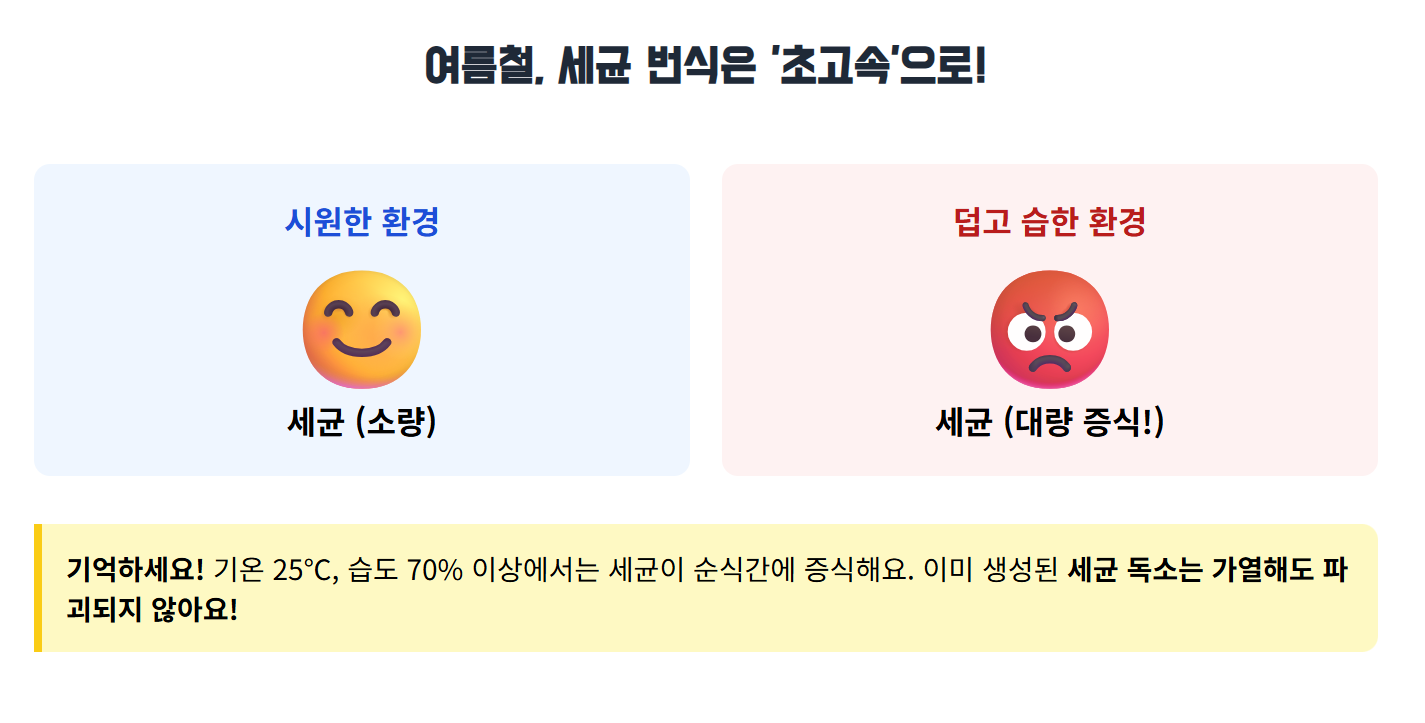 여름 세균번식에 대한 설명