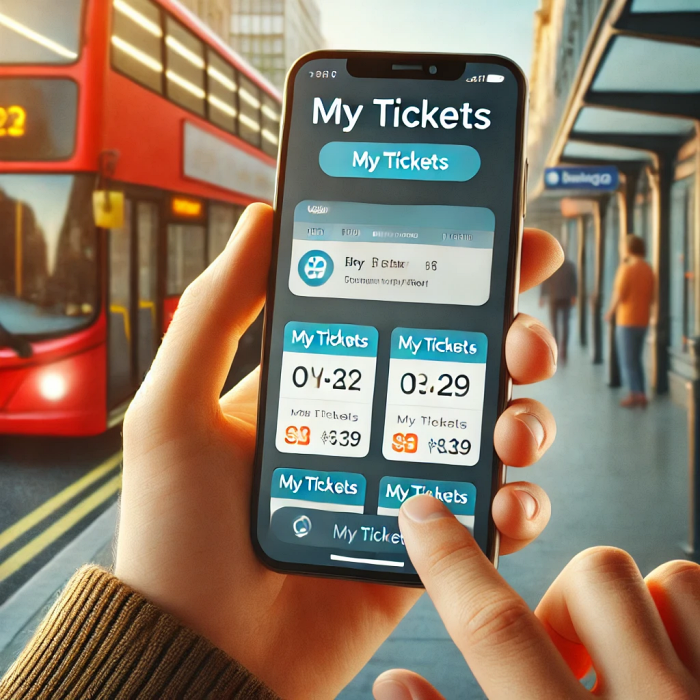 버스타고 앱에서 예매 내역을 확인하는 고객의 스마트폰 화면.