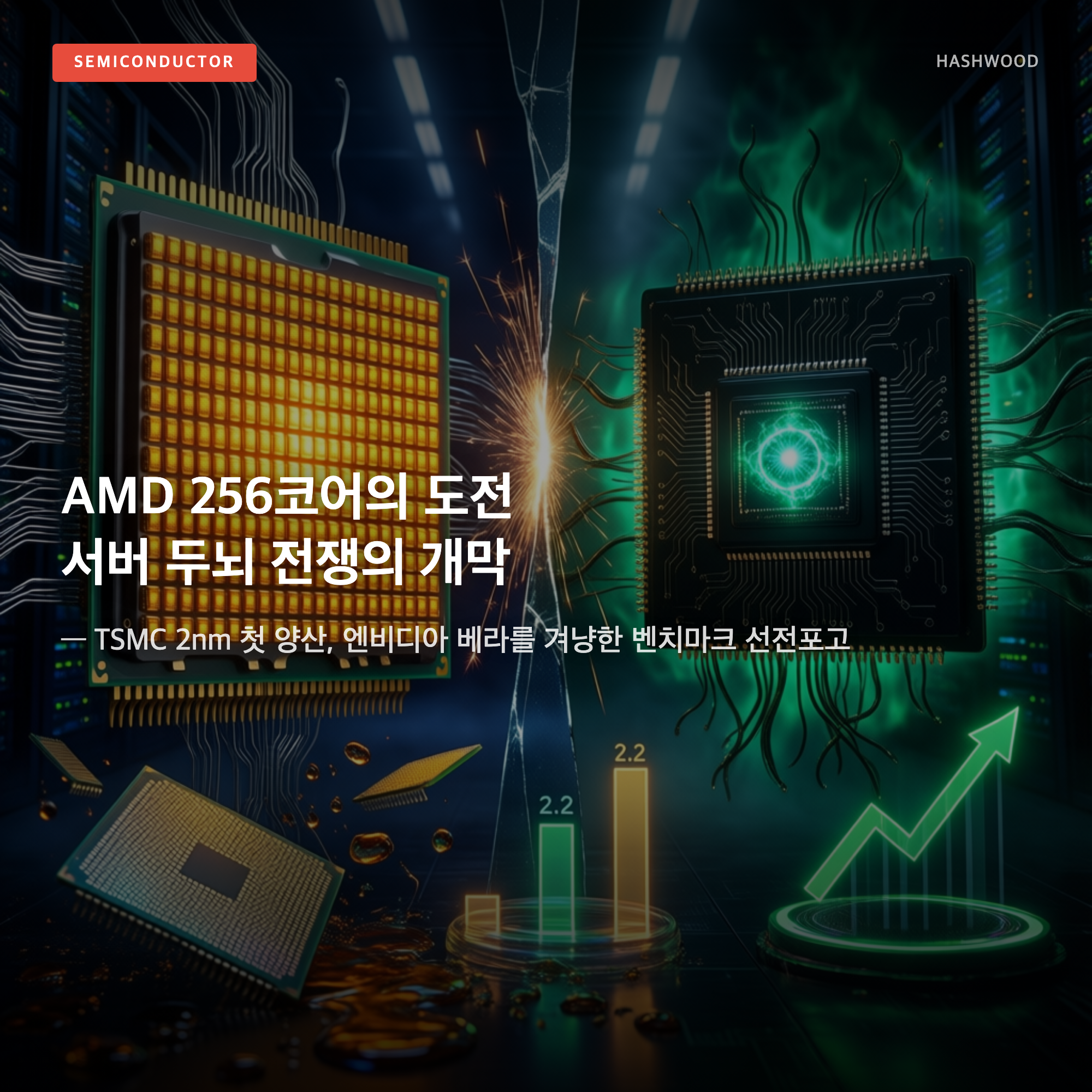 그림: AMD 256코어의 도전 서버 두뇌 전쟁의 개막 — — TSMC 2nm 첫 양산, 엔비디아 베라를 겨냥한 벤치마크 선전포고