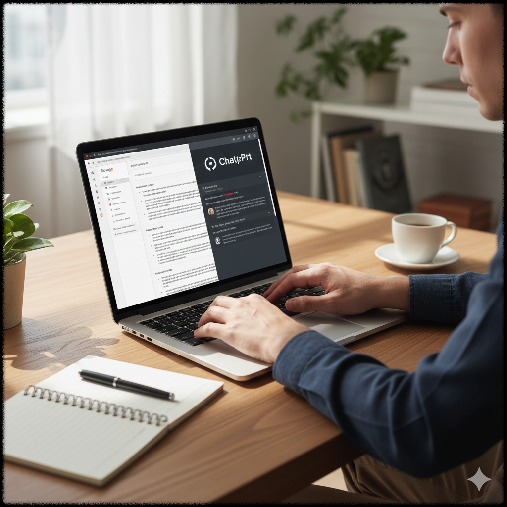 AI 프롬프트를 작성해 업무 자동화를 진행하는 모습