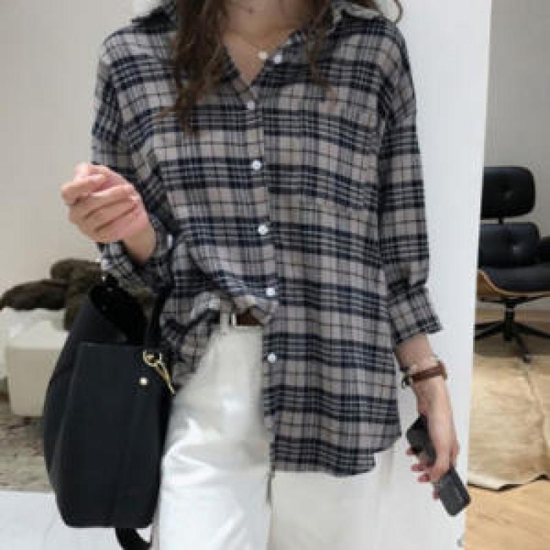 여성 체크 셔츠 남방 긴팔티 여자 체크 남방 2색