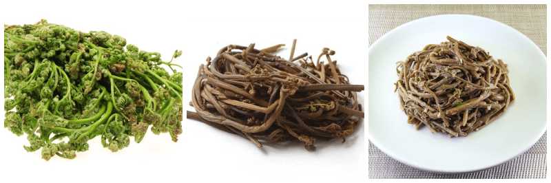 생고사리, 건고사리, 고사리나물 사진