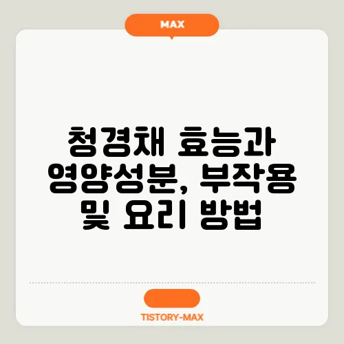 청경채 효능과 영양성분, 부작용 및 요리 방법