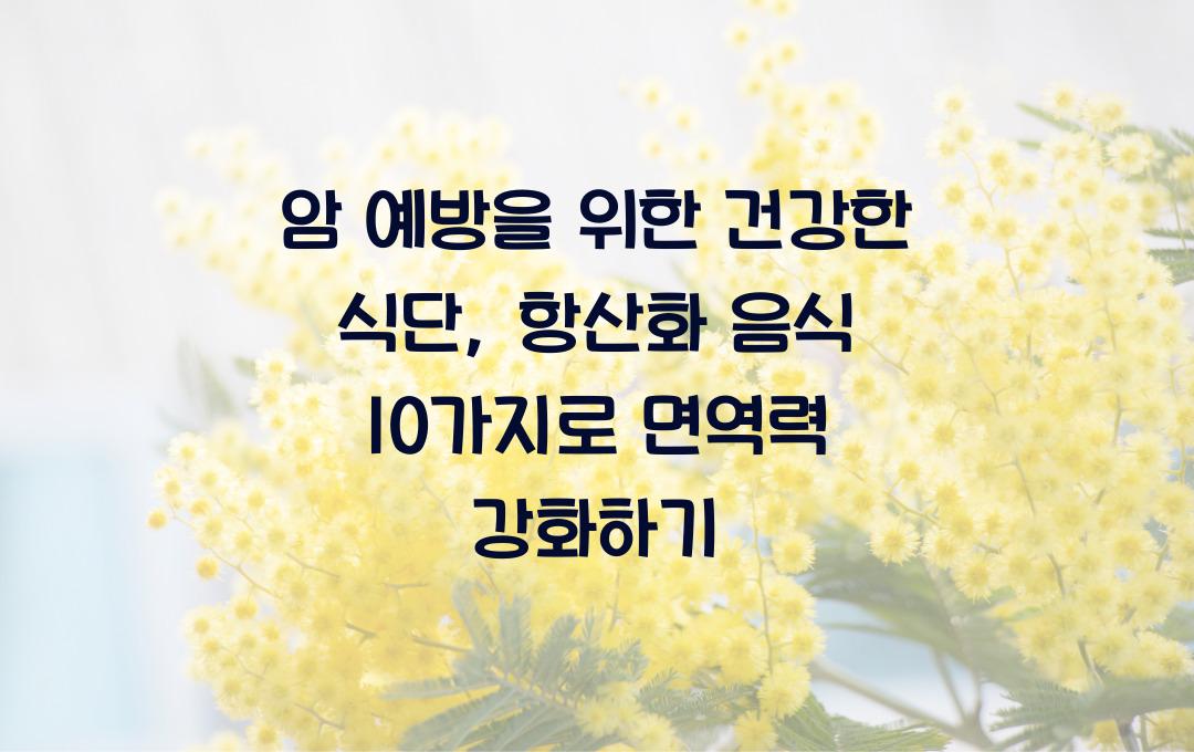 암 예방을 위한 건강한 식단, 항산화 음식 10가지 추천