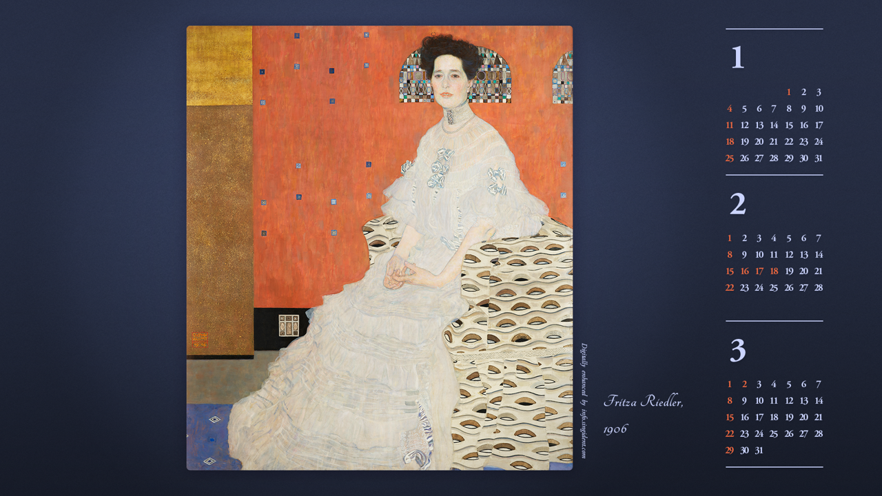 08 프리차 리들러 부인의 초상 B - 2026년2월 달력배경화면