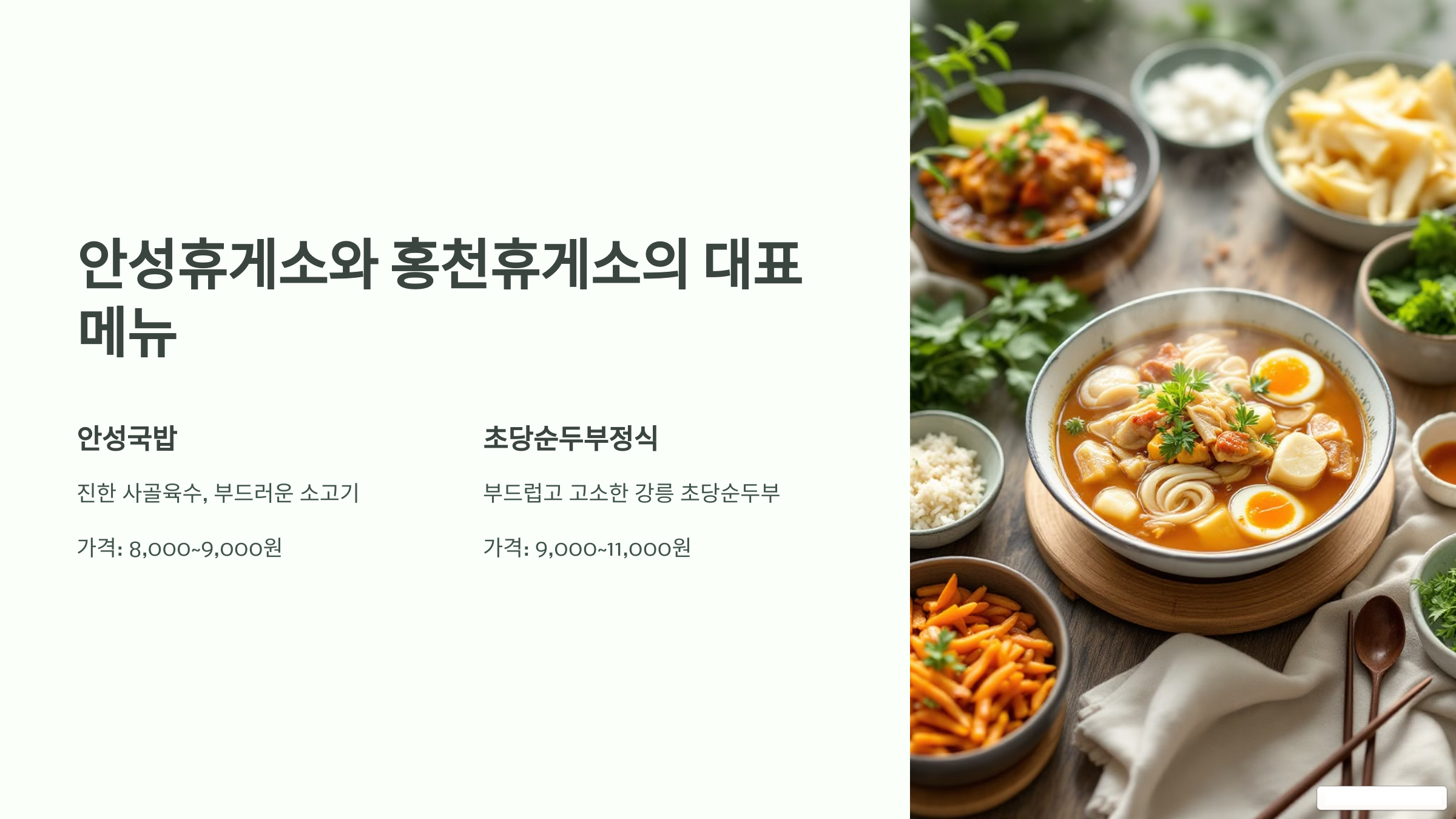 안성휴게소와 홍천휴게소