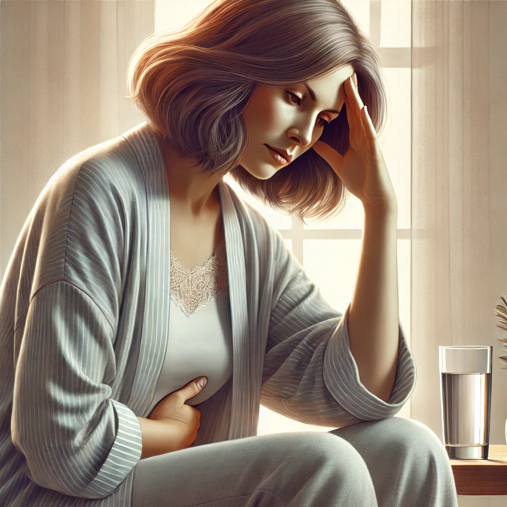 갱년기로 힘들어하는 중년여성