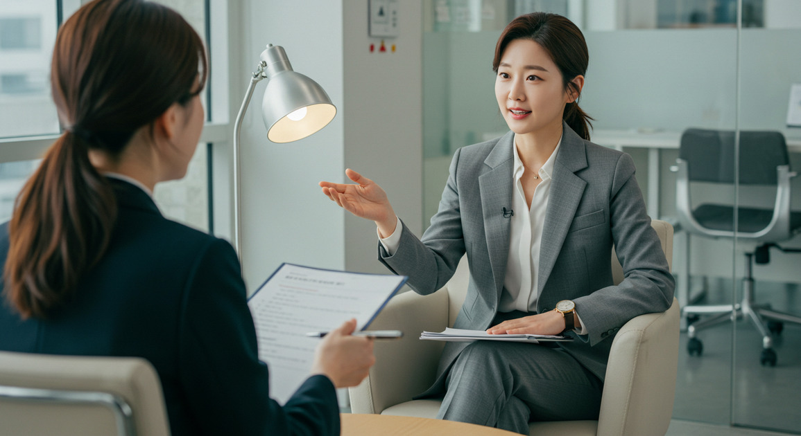 경력단절여성 재취업 지원금 상담받는 여성 이미지