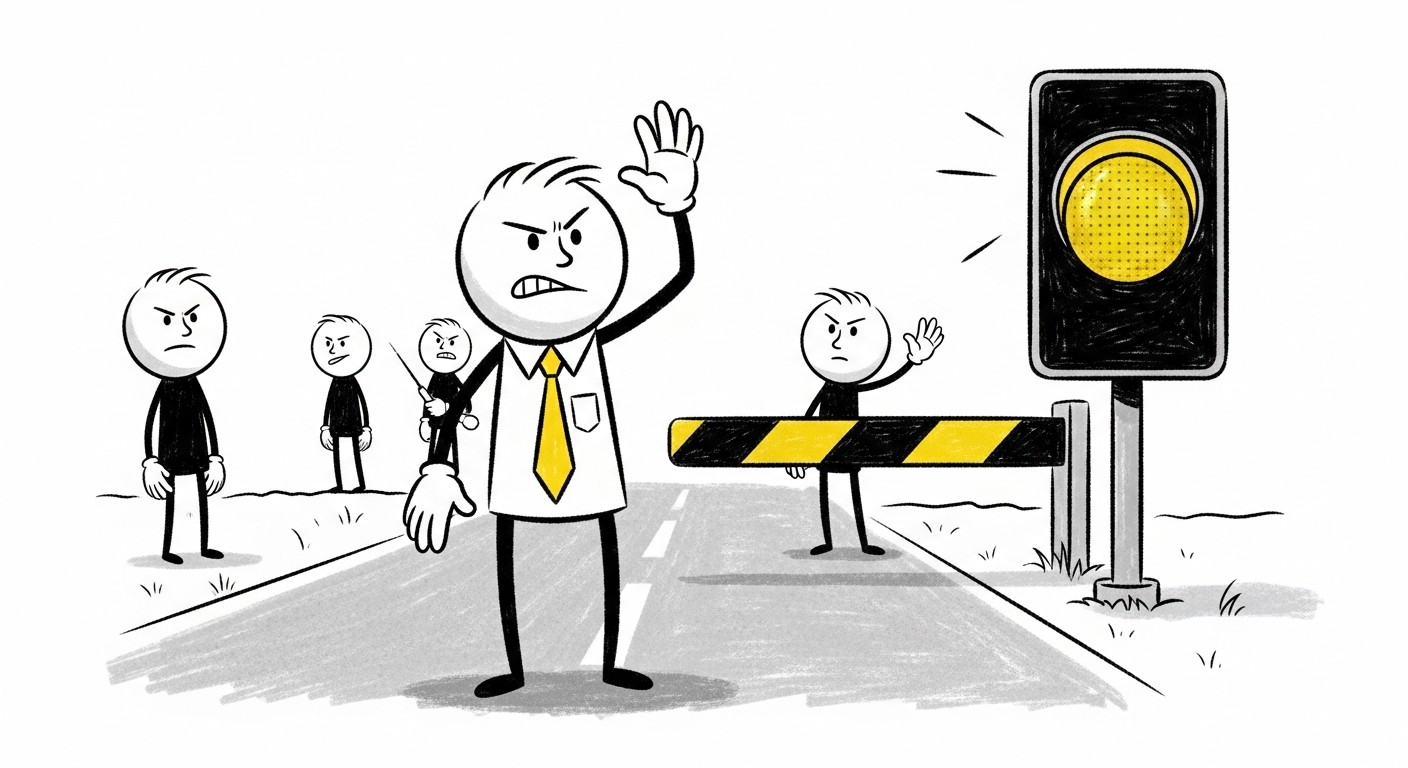 가시성 높은 도로 위 노란색 주의 환기 신호