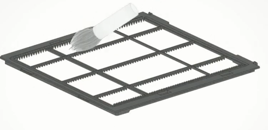 필터 붓으로 털기