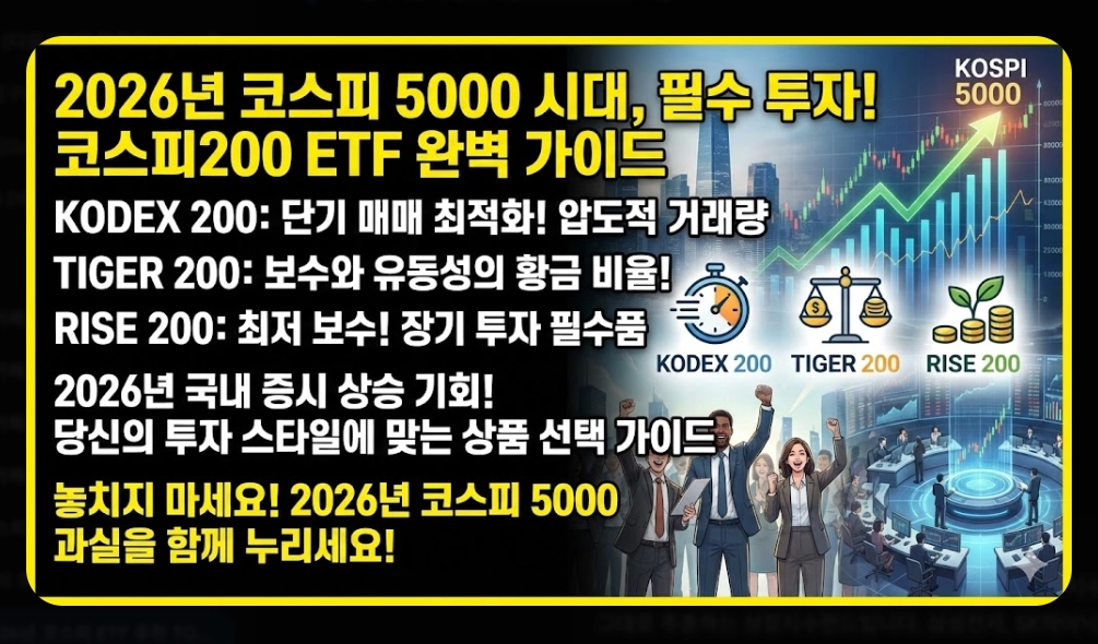 코스피200 ETF 추천 TOP 3 [2026년] KODEX vs TIGER vs RISE 완벽 비교