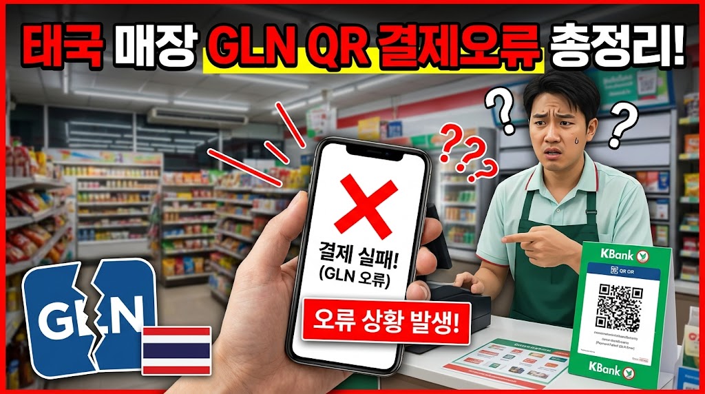 태국 매장에서 GLN QR 결제 중 오류 화면이 발생한 모습