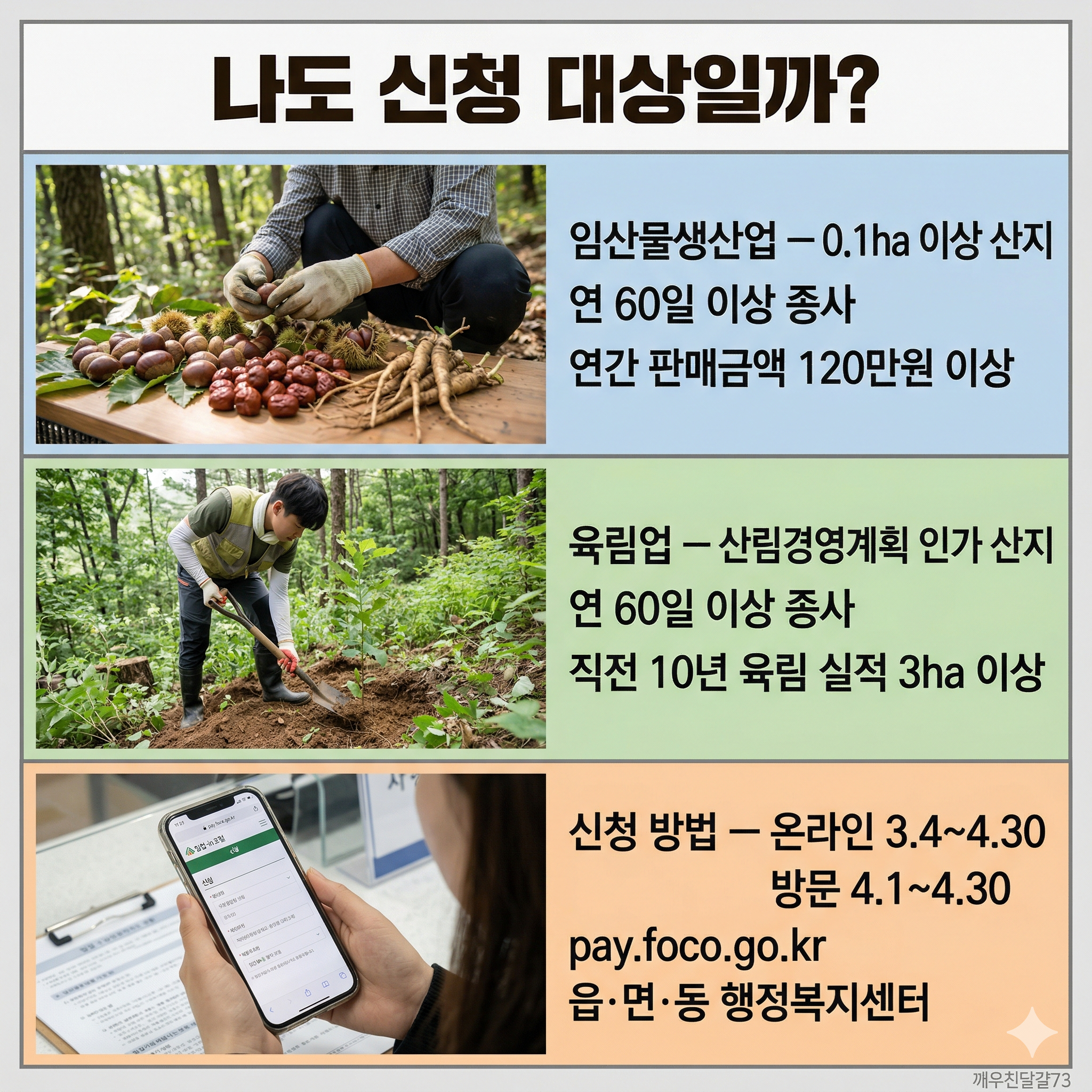 2026 임업직불금 신청 총정리 — 4월 30일 마감·130만원·대상·신청방법