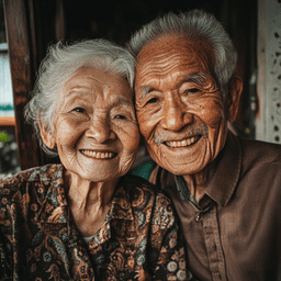 웃고 있는 노인들