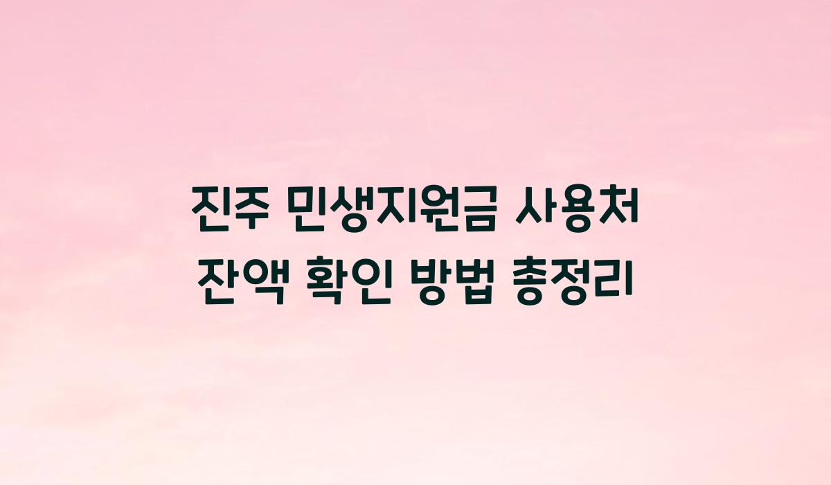 진주 민생지원금 사용처 잔액 확인 방법 총정리