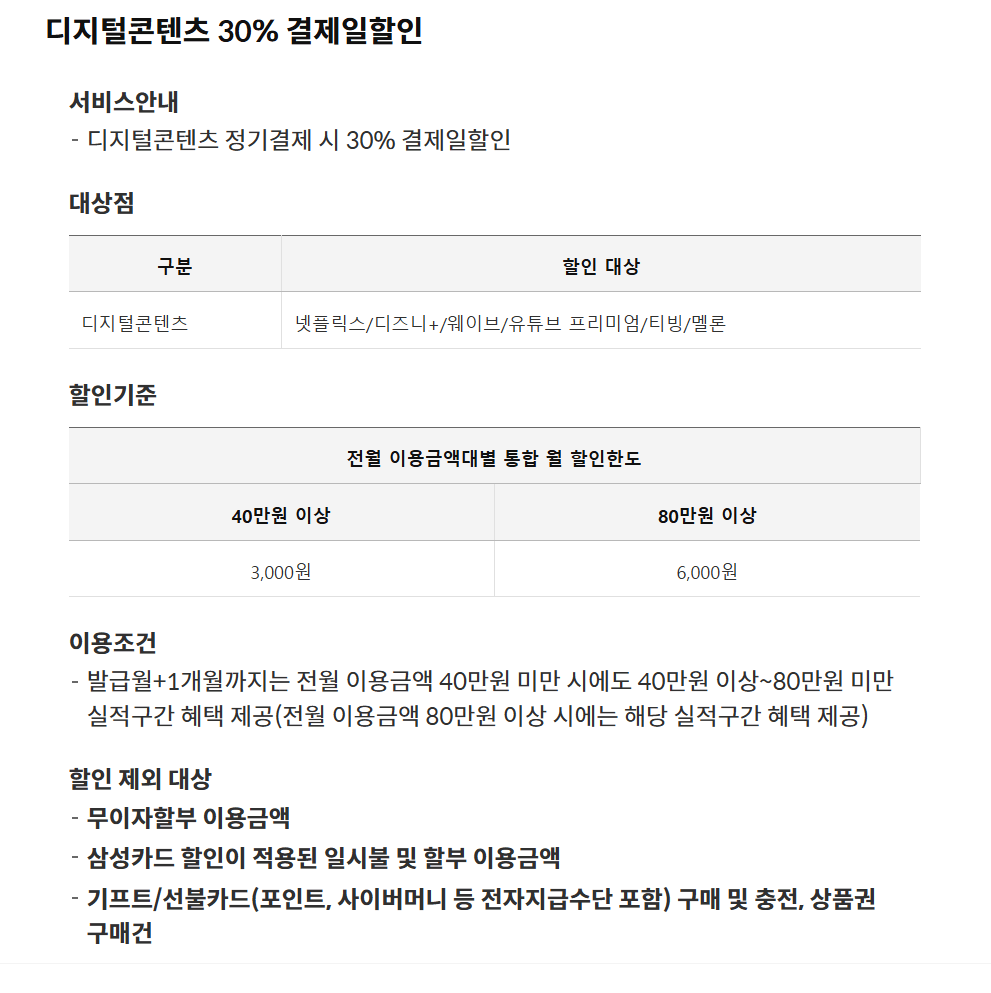 넷플릭스 유튜브 디즈니 신용 카드 할인 알기