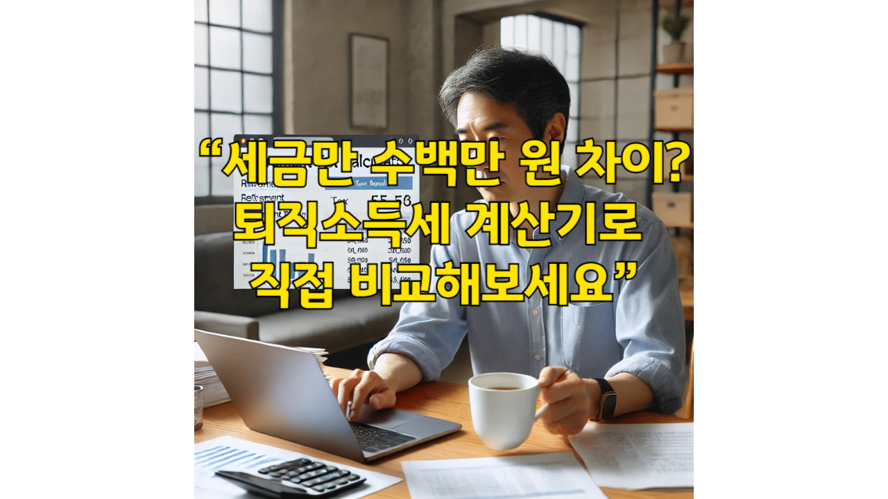 퇴직소득세 계산기를 확인 중인 중년 남성