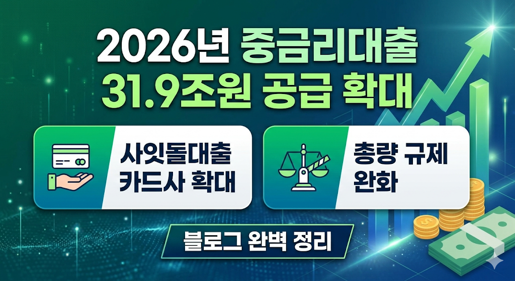 2026년 중금리대출 31.9조원 공급 확대: 사잇돌대출 카드사 확대 및 총량 규제 완화 완벽 정리