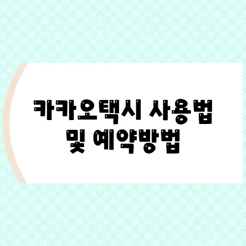 카카오택시 사용법 및 예약방법