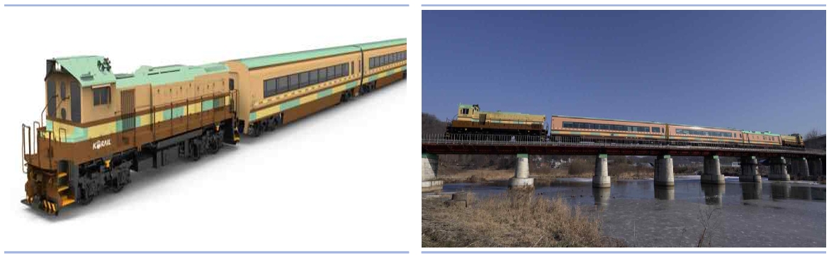 교외선 개조모형 및 시험운행 중인 열차