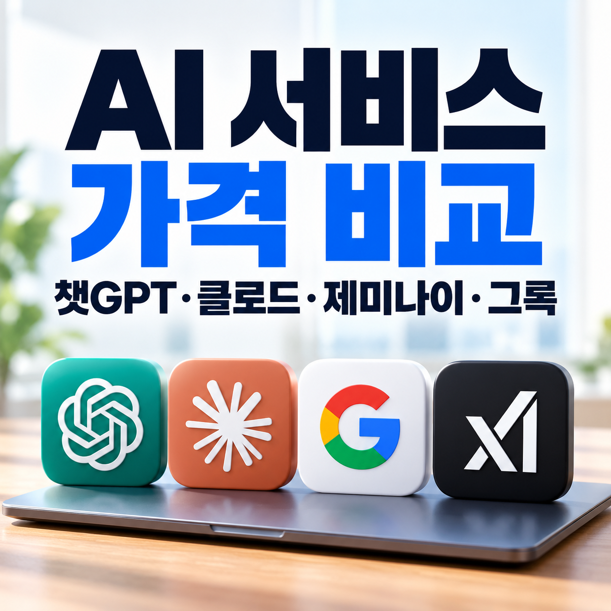 AI 서비스 가격 비교 — 챗GPT·클로드·제미나이·그록