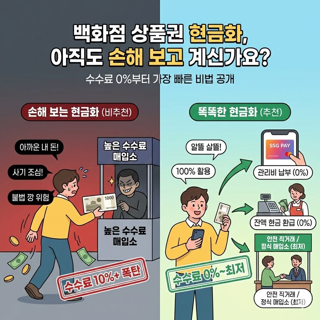 백화점 상품권 현금화, 수수료 5% 아끼는 5가지 최신 방법 (2026년)