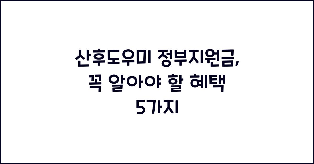 산후도우미 정부지원금