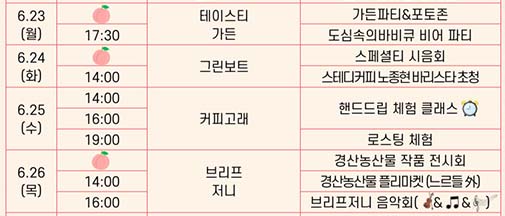 경산 카페축제 주요 프로그램 일정표