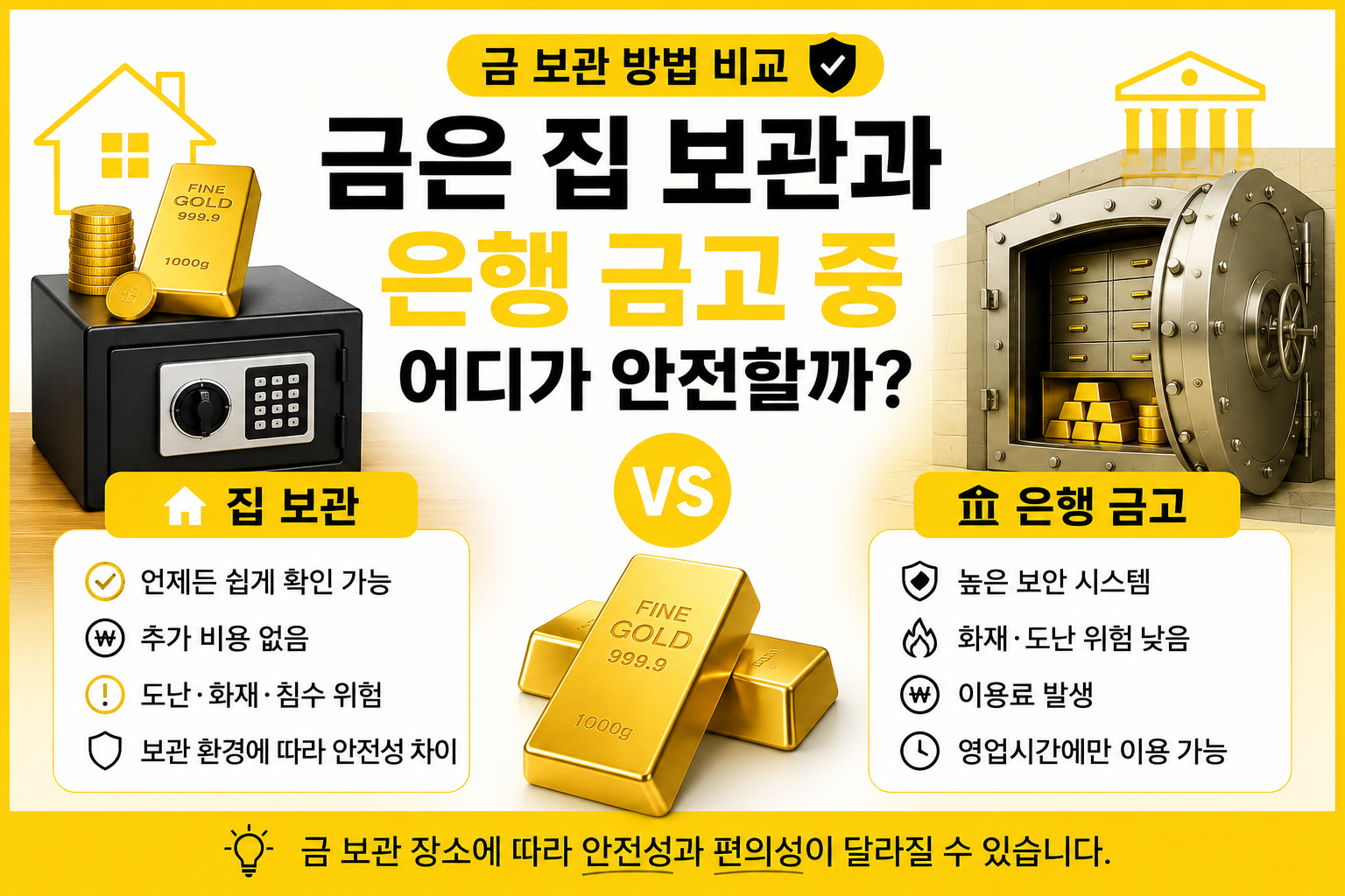 금은 집 보관과 은행 금고 중 어디가 안전할까