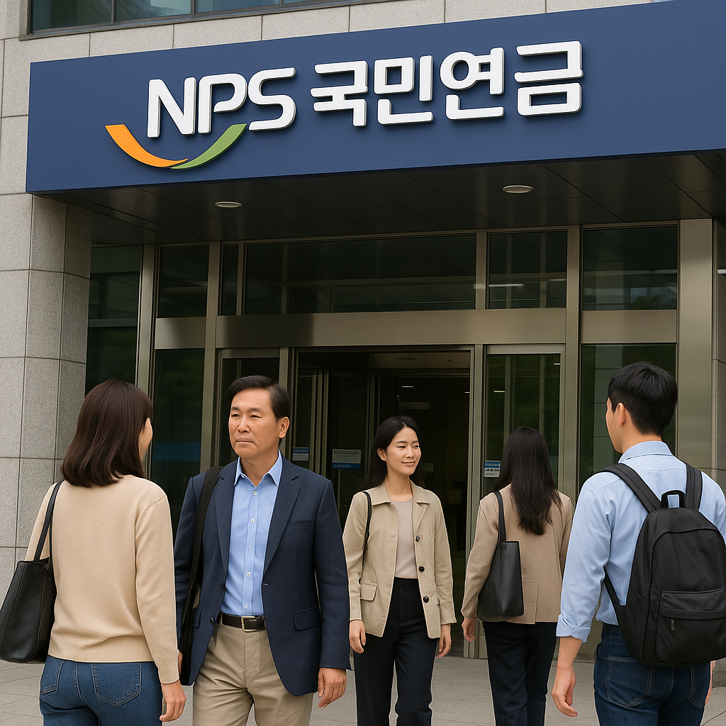 부양가족연금제도 신청을 위해 국민연금공단을 드나드는 사람들