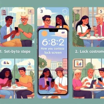 단계별로 스마트폰 잠금화면을 설정하는 설명 일러스트