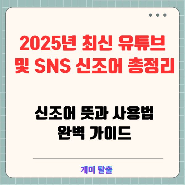 2025년 최신 유튜브 및 SNS 신조어 총정리 ❘ 신조어 뜻과 사용법 완벽 가이드