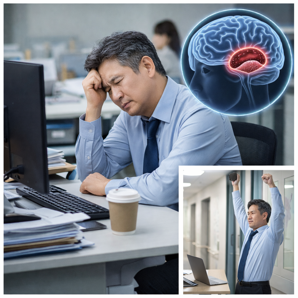 장시간 앉기와 뇌 건강 (해마 위축, 좌식 시간 줄이기, 움직임의 조각화)