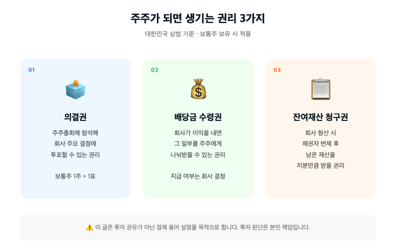 주주가 되면 생기는 권리 3가지