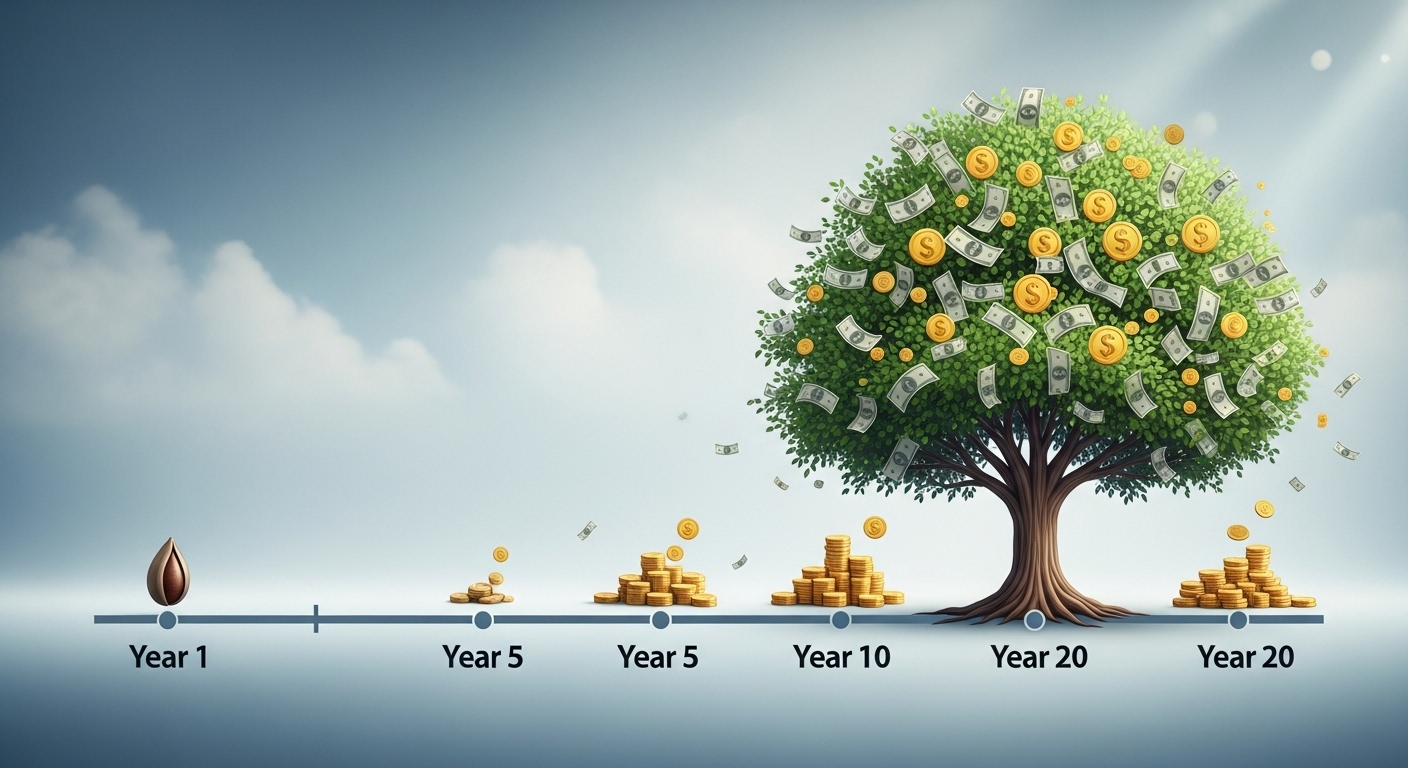 돼지 저금통에 동전이 가득 쌓이는 모습과 세금 관련 서류들. 개인연금의 세액공제 혜택과 재정적 성장을 상징합니다.