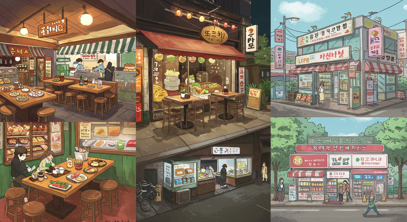 의정부, 남양주, 고양 지역 대표 소비쿠폰 가맹점을 나누어 표현한 일러스트