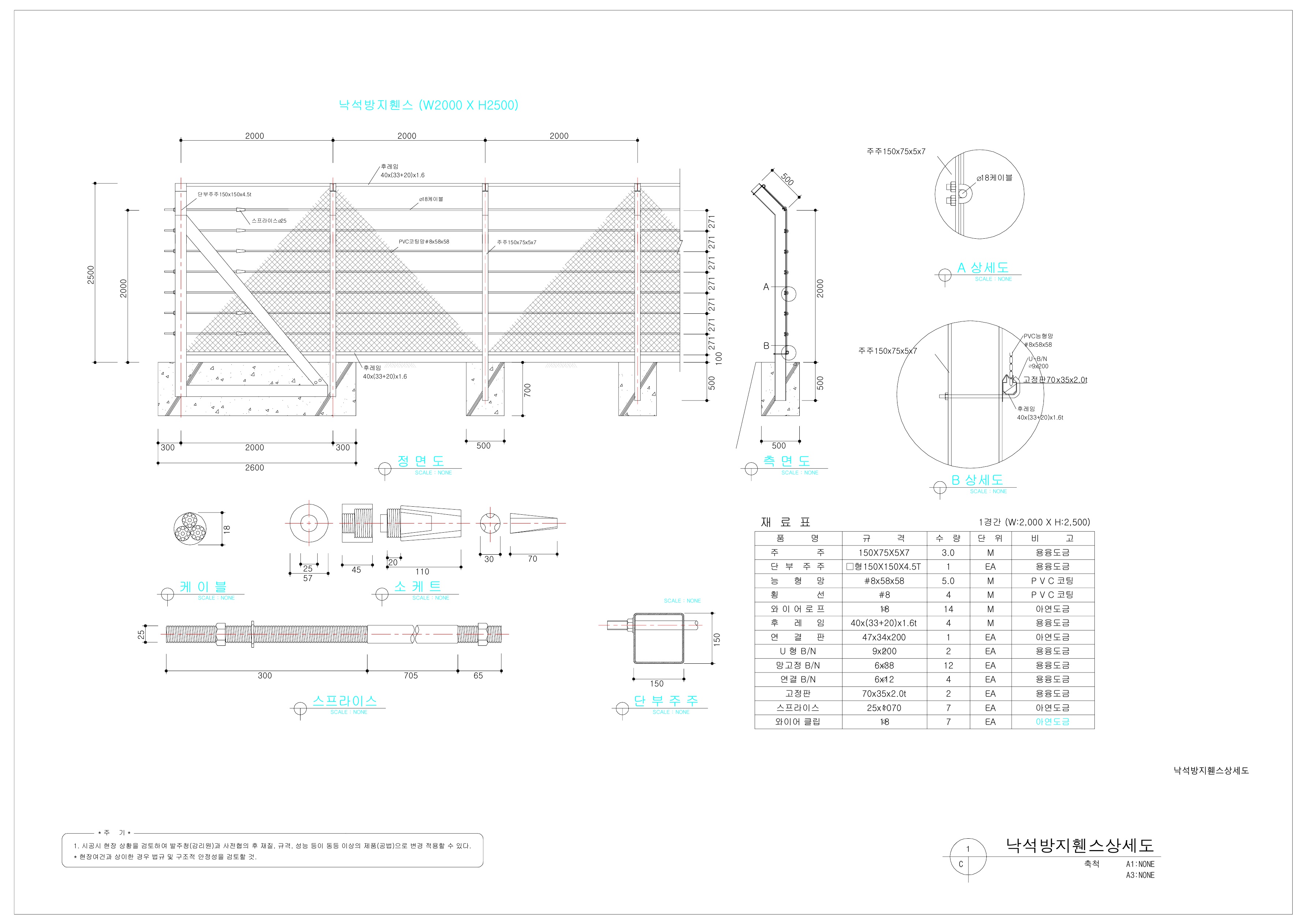 낙석방지휀스 상세도