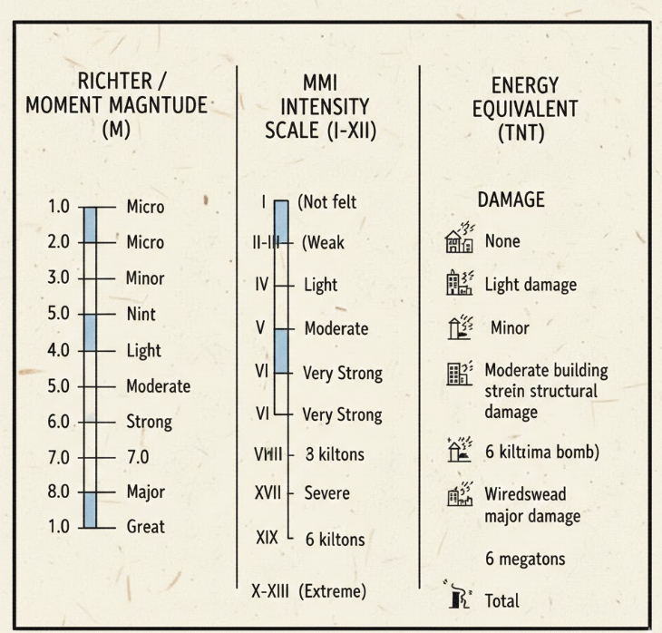 리히터 규모 모멘트 규모 진도 MMI 척도 차이