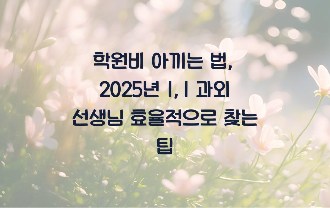 학원비 아끼는 법: 효과적인 1:1 과외 선생님 찾는 방법