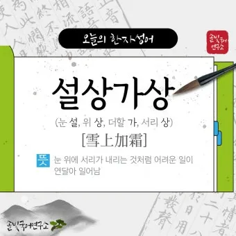 설상가상 뜻 유래 한자 비슷한 말 예문 영어 속담 반대말 안내_2