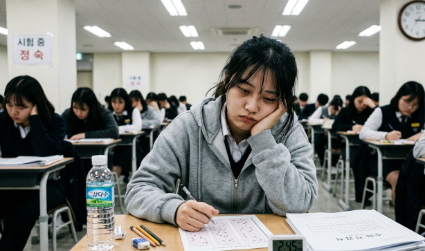 피곤해 보이는 직장인·수험생
