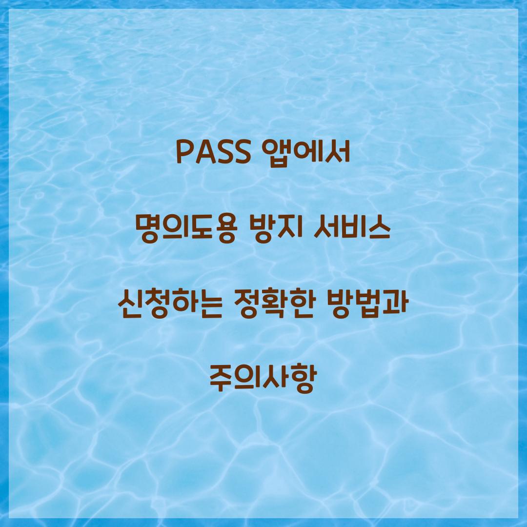 PASS 앱에서 명의도용 방지 서비스 신청하는 정확한 방법