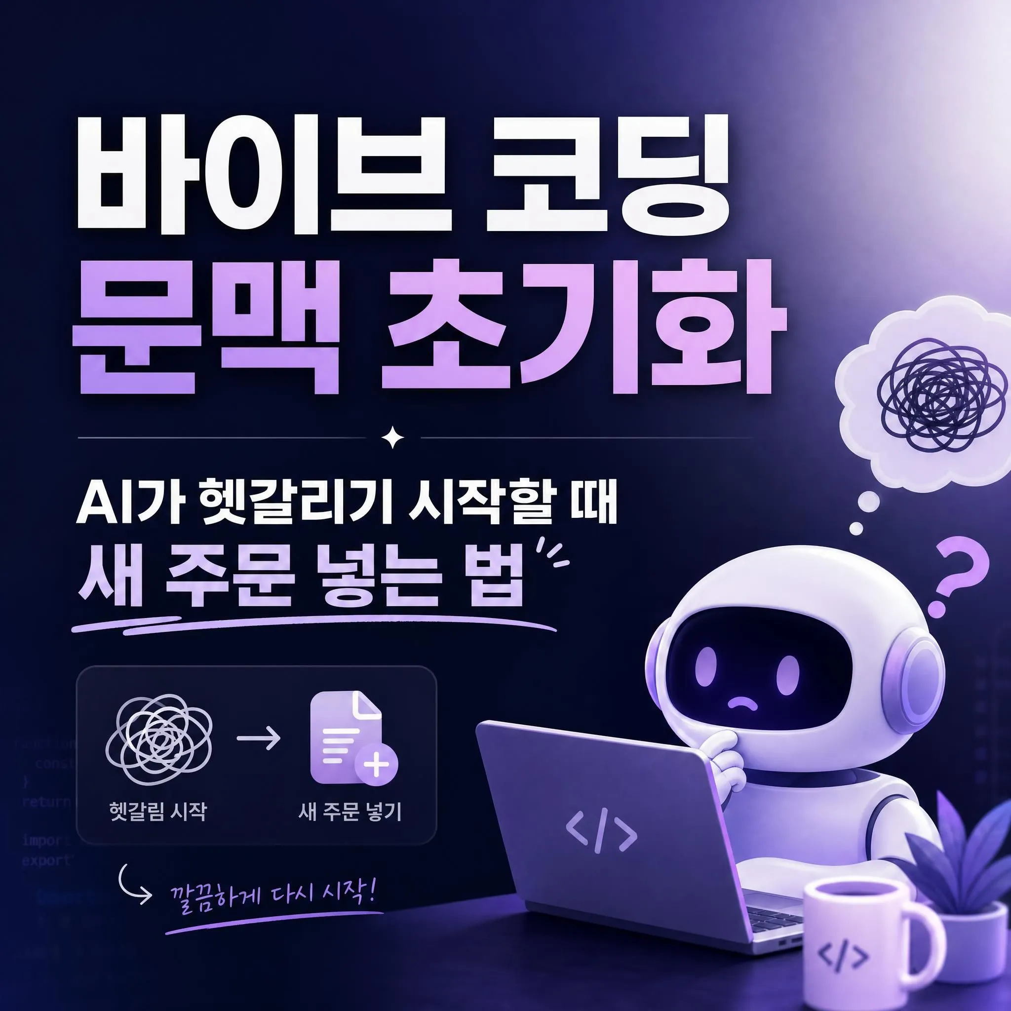바이브 코딩 문맥 초기화 AI가 헷갈리기 시작할 때 새 주문 넣는 법