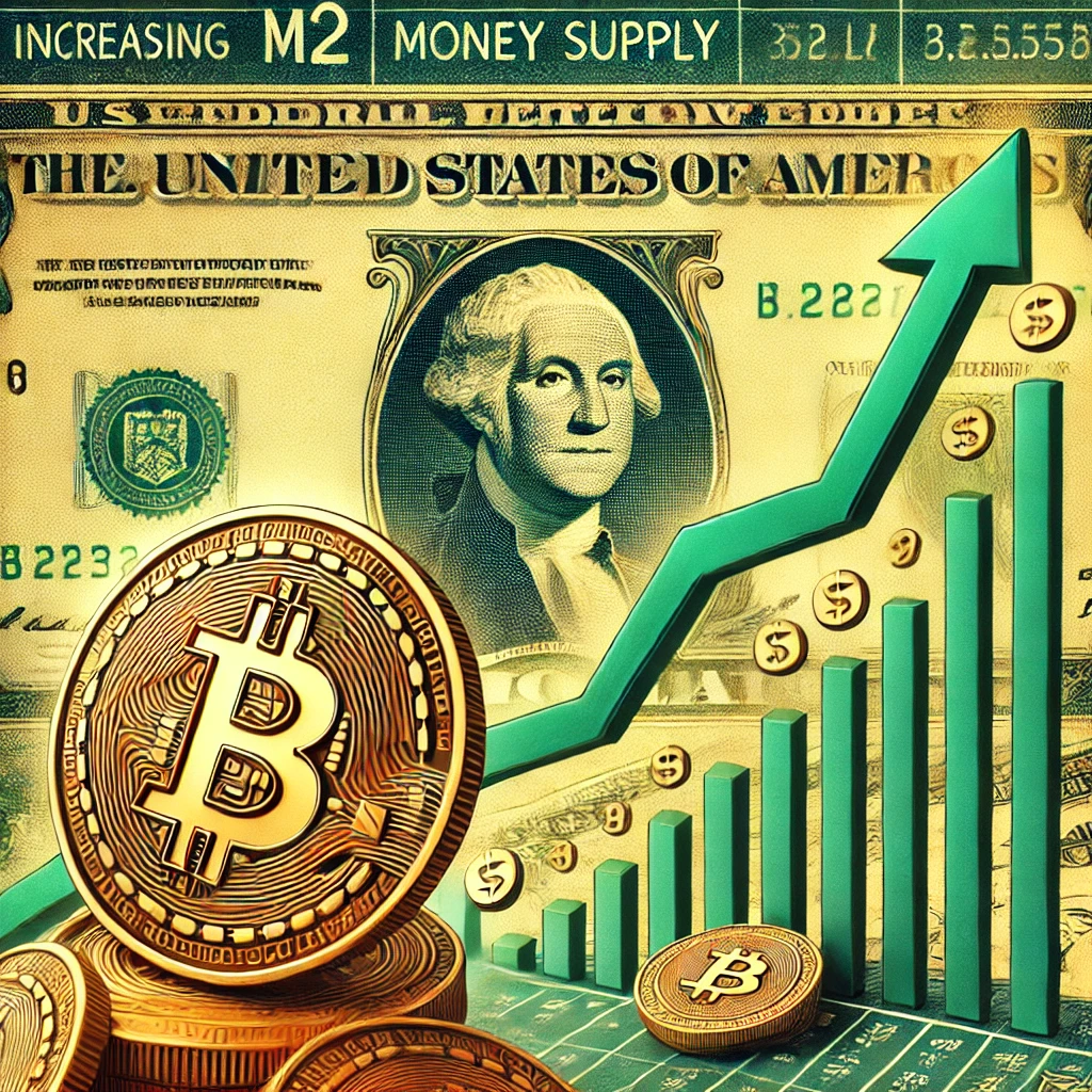 M2와 비트코인의 관계와 관련된 이미지