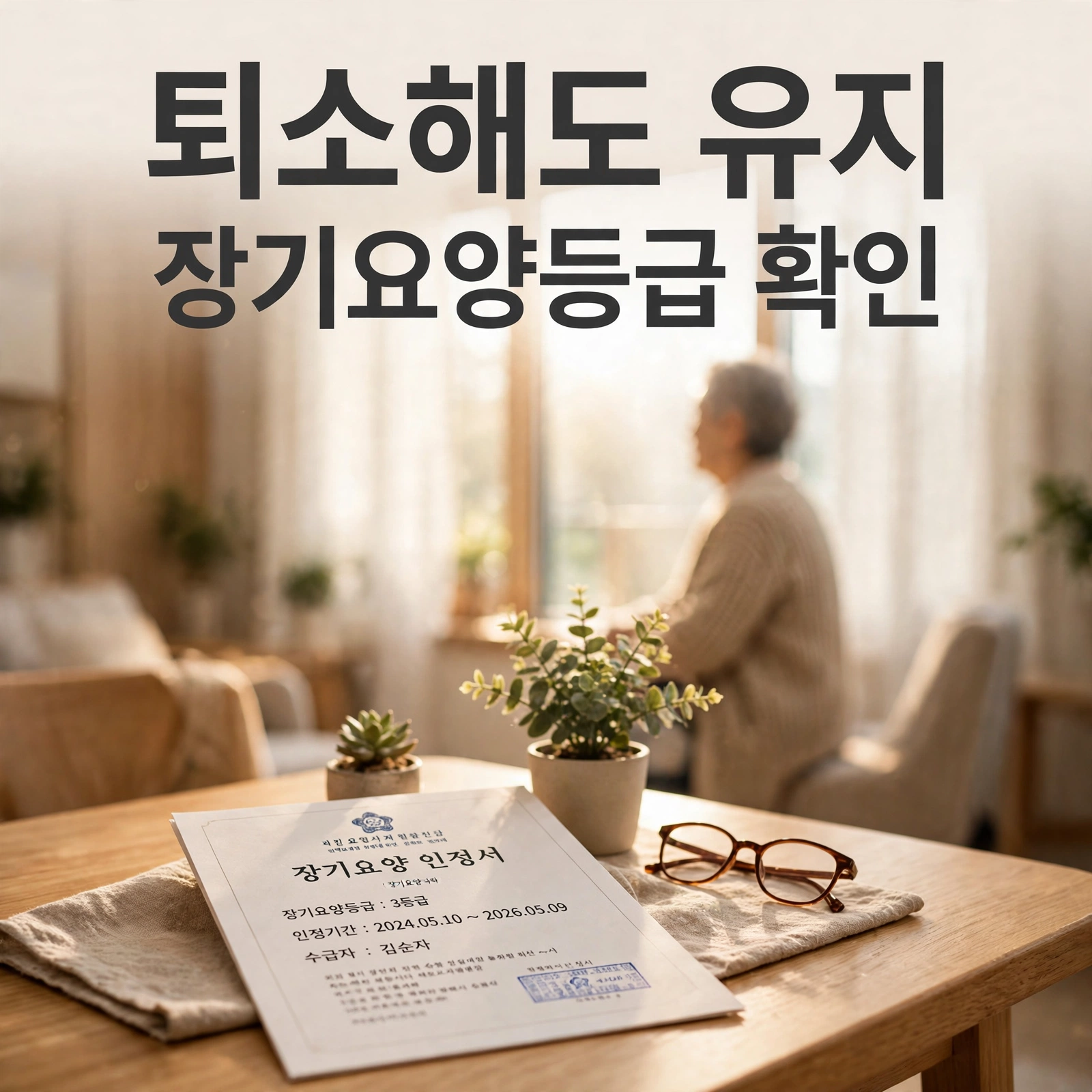 요양원 병실과 장기요양 인정서 대표 이미지
