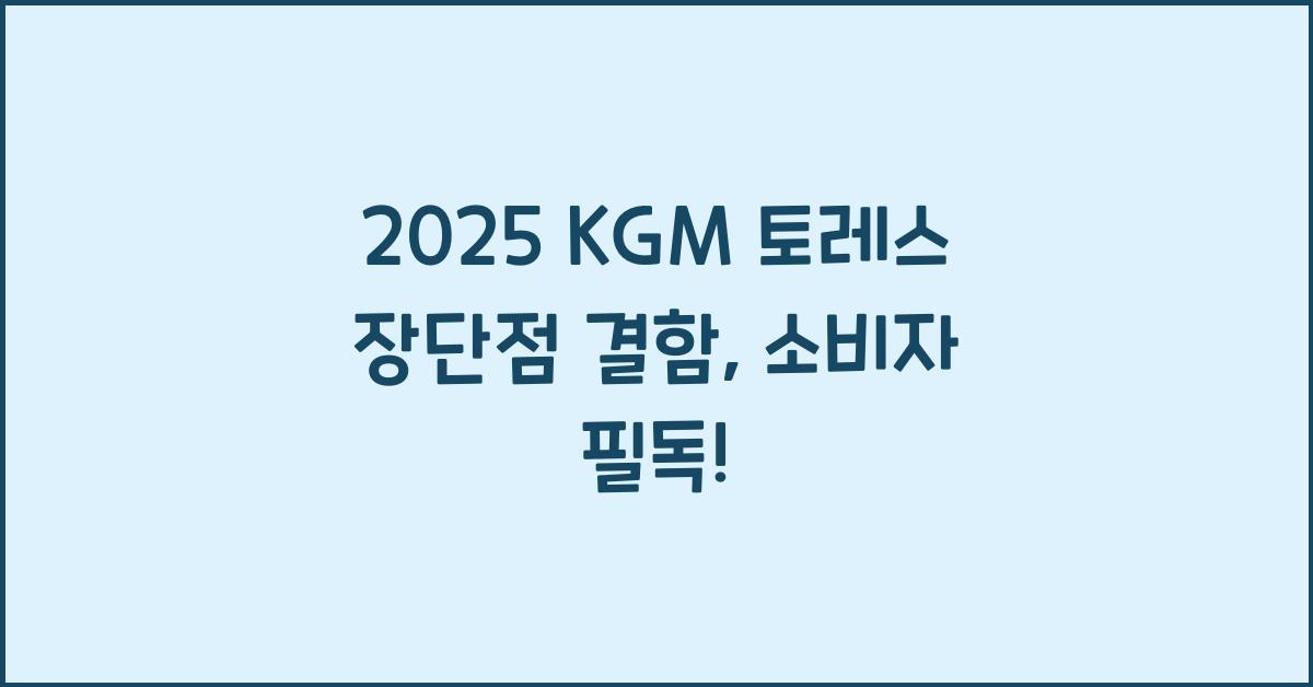 2025 KGM 토레스 장단점 결함